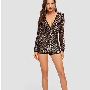 Open Back Geo Sequin Romper